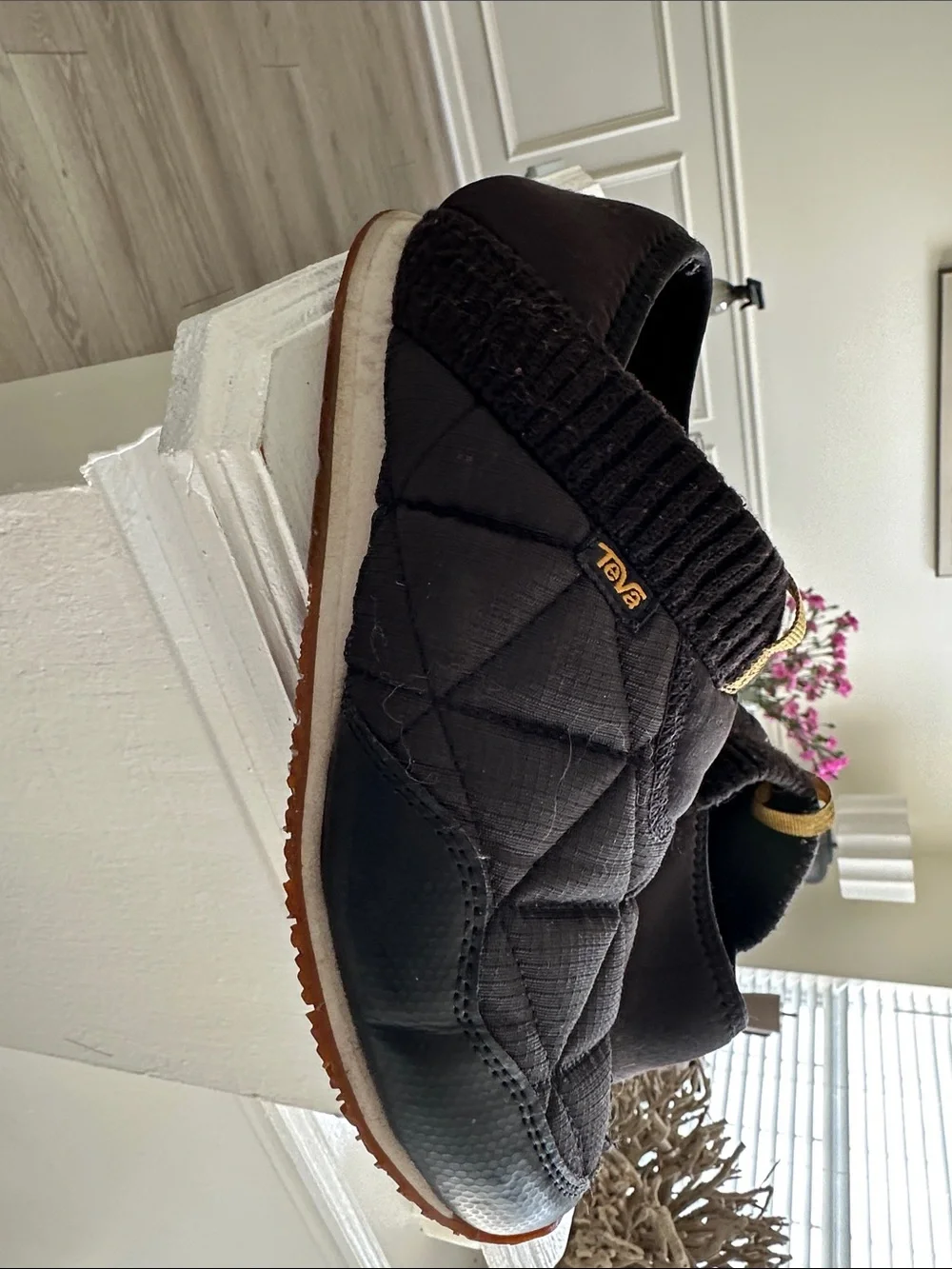 Teva Quilted Slip-On Shoe in Black with Brown Sole - Picture 1 of 3